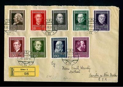 Österr. I. Rep. - Nr. 649/57 (Ärzte) auf rekommandiertem Satzbrief von Linz vom 9.12. 1937, - Briefmarken und Ansichtskarten