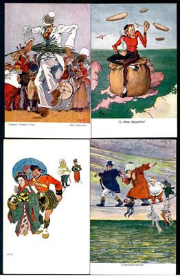 Partie Karikaturkarten zu ausländischen Staaten Anfang 20. Jhdt., - Stamps