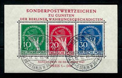 gestempelt - Berlin 1949 Währungsgeschädigten Block mit Sonderstempel vom 18.12.49, - Briefmarken und Ansichtskarten