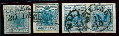 gestempelt - Lombardei-Venetien Nr. 5 H I hellblau und dunkelblau, - Briefmarken und Ansichtskarten
