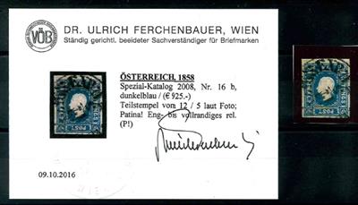 gestempelt - Österr. Nr. 16b, - Briefmarken und Ansichtskarten