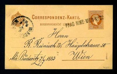 Österr. 9 verschiedene Bahnpoststempel der Strecke Prag-Nimburg-Wien, - Stamps