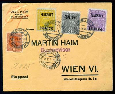 Österr. Monarchie 1918 Militärflugpost Krakau - Wien,3 Briefe vom 9. IV.18 bzw. 15. IV.18, - Briefmarken und Ansichtskarten