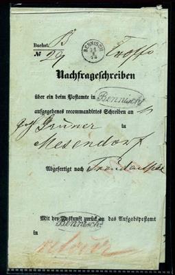 Österr. Monarchie - Nachfrageschreiben - Briefmarken und Ansichtskarten