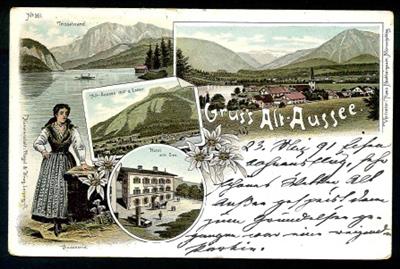 Poststück - 1894/96 "Gruss vom Grundlsee" und "Gruss aus Alt-Aussee"3 frühe Ansichtskarten, - Briefmarken und Ansichtskarten