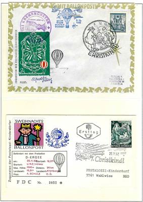 Poststück - Österr. - Sammlung Weihnachtsballonpost mit Nr. 1/55, - Briefmarken und Ansichtskarten