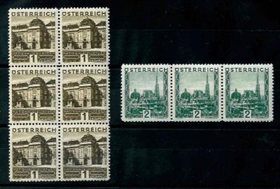 ** - 1929 Freimarken 1 Schilling braun senkr. 6erBlock und 2 Schilling grün im waagr. Dreierstreifen, - Stamps