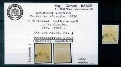 .Û - 5 Stück Lombardei Nr. 1 u.a. mit doppelseitigem Druck, - Stamps