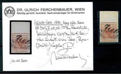 .Û - Lombardei Nr. 3HIII rot oben mit 13 mm Rand, - Stamps