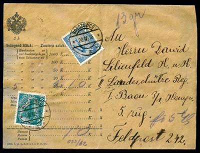 1916 "K. u. K FELDPOSTAMT 242" 5Wertbriefe aus Erlaa bei Wien, - Briefmarken und Ansichtskarten