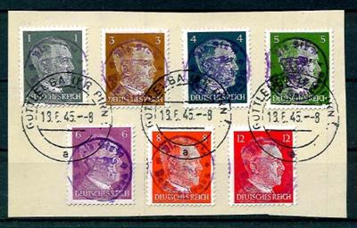Deutschland Alliierte Besetzung Briefstück - 1945 Bad Gottleuba: Bunt-Frankatur von 7 Freimarken mit Aufdruck, - Stamps