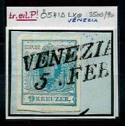 Briefstück - Österr. Ausg. 1850 - "VENEZIA/5. FEB." auf Briefstück mit Österr. Nr. 5H Type I, - Známky