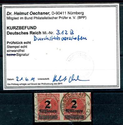 gestempelt - D.Reich Nr. 312 a U waagr. Paar - gepr. Infla Berlin, - Briefmarken und Ansichtskarten