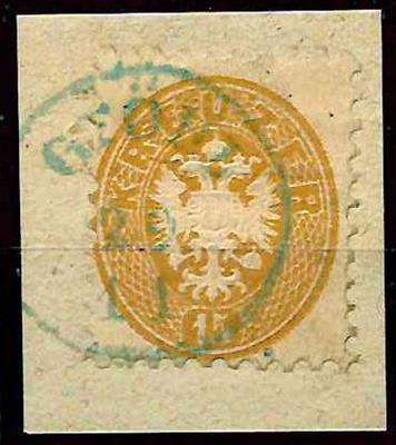 Österr Abstempelungen 1850/64 Briefstück - "GFÖHL/29.11." blauer Einkreisstpl. auf 15 Kr. braun, - Známky