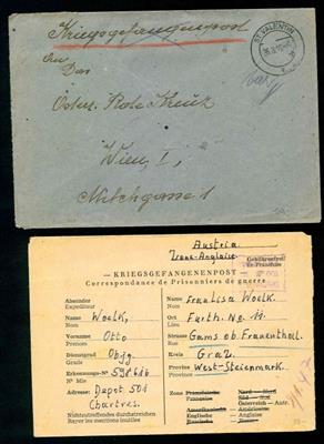 1945/47 Kriegsgefangenenpost: 7 interessante Belege aus St. Valentin, - Briefmarken und Ansichtskarten