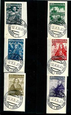 Briefstück - Österr. I. Rep. - Katholiken vom Bogenunterrand mit entsprechendem Sonderstempel vom 12.10. auf 6 Briefstück, - Briefmarken und Ansichtskarten