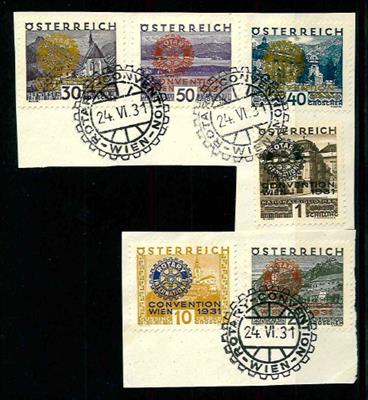 Briefstück - Österr. I. Rep. - ROTARIER mit entsprechendem Sonderstempel vom 24.6. auf 2 Briefstück, - Briefmarken und Ansichtskarten