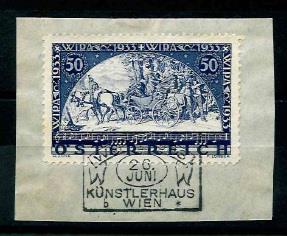 Briefstück - Österr. I. Rep. - WIPA glatt mit Künstlerhaus - Sonderstempel UB "b" vom 26.6. auf Briefstück, - Francobolli