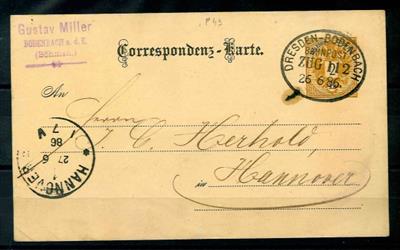 Österr. 1886 "DRESDEN - BODENBACH/ BAHNPOST/ZUG - Stamps