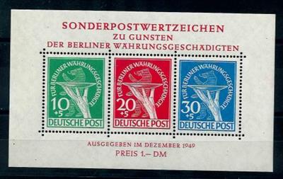 ** - Berlin Block Nr. 1 (Währungsgeschädigte), - Briefmarken und Ansichtskarten