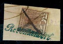 (Briefstück) - Österreich Nr. 4 H Ia rotbraun - mit blauer - Známky