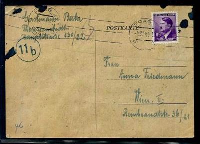 1944 Ghetto Theresienstadt: Vordruckkarte und Schreiben von Prag nach Wien, - Stamps