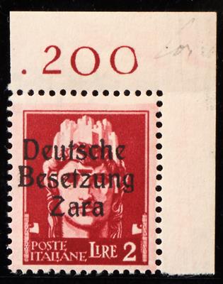 Deutsch Besetzung Zara ** - 1943 Freimarke 2 L. schwarzrosa Aufdruck Type III, - Francobolli