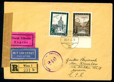 Partie Poststücke meist Österr. II. Rep. - u.a. 5 Flugpostbelege Ausg. 1947/48, - Stamps