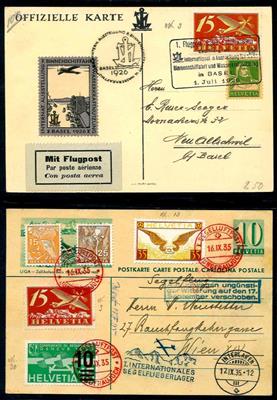 Partie Poststücke Schweiz mit Flugpost sowie etwas Österr. - dabei Christkindl - versch. Erh., - Briefmarken und Ansichtskarten