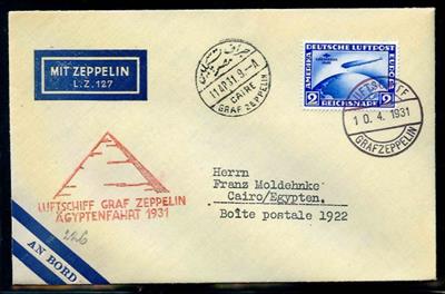 Zeppelinpost - Ägyptenfahrt 1931 - Bordpost (10.4.) frankiert mit Mi Nr. 438 nach Kairo (11.4.), - Stamps