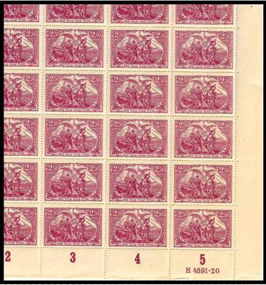 ** - D.Reich 1920 Freimarke 2,50 M dunkelpurpur im Ganzbogen zu 50 Stück, - Briefmarken und Ansichtskarten