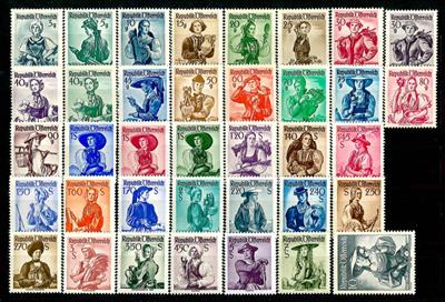 ** - Partie Österr. ca. 1947/48 mit Trachten II und Roter Landschaft, - Briefmarken und Ansichtskarten