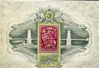 ** - Ungarn 1949 Kettenbrücke Block - Briefmarken und Ansichtskarten