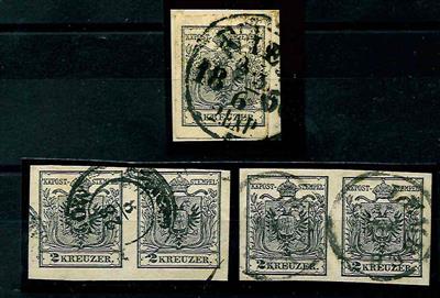 gestempelt - Österr. Nr. 2M Feindruck im waagrechten Paar, - Stamps