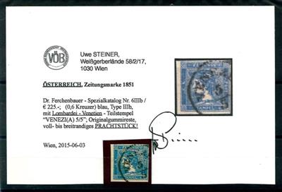 gestempelt - Österr. Nr. 6IIIb mit Lombardei - Venetien Teilstempel von VENETIA, - Stamps