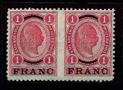Ö Post Kreta ** - 1903 Freimarke 1 FRANC a. 1 Kr. dkl'rot karmin im waagr. Paar Mitte ungezähnt, - Stamps