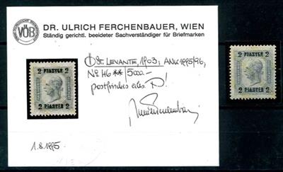 Ö Post Levante ** - 1903 Freimarke 2 Piaster graublau, - Briefmarken und Ansichtskarten