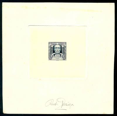 Österreich (*) - 1927 Rud. Zenziger: "Schöner Freude/Götter Funke" graublauer Stahlstich im Kleinbogen-Format, - Briefmarken und Ansichtskarten