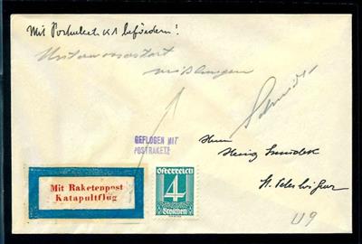 Schmiedl - Raketenpost: Unterwasser - Katapultrakete UK 1 aus 1933 - Kuvert Nr. 9 von 100, - Francobolli