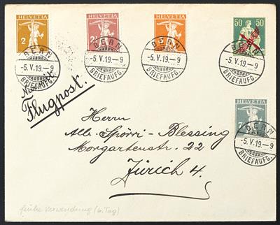 Schweiz 1919/44 Mittelmeerflug - Bern - Zürich - Genve - Bellinzona, - Stamps