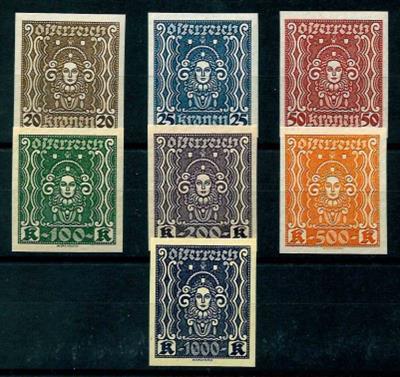 ** - Ö. 1922/24 - Freim. Ausg."Frauenkopf" - 20 Kr. bis 1000 Kr., - Briefmarken und Ansichtskarten