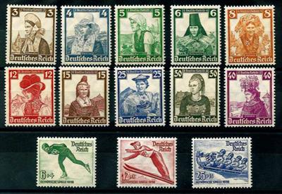 ** - Partie D.Reich aus ca. 1935/36 u.a. mit 565/68 - 580/83 - 588/97 - 634/42 etc., - Briefmarken und Ansichtskarten
