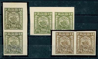 ** - RSFSR 1921 - Nr. 157 - 3 Paare - dabei je einmal in den seltenen Farbnuancen oliv und olivbraun, - Briefmarken und Ansichtskarten