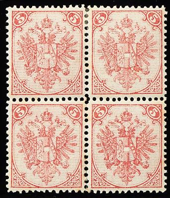 Bosnien * - 1879 Steindruck 5 Kr. karmin Lz.12 im Viererblock, - Francobolli