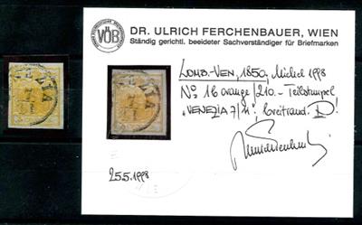 gestempelt - Lombardei Nr. 1 b orange breitrandig. Prachtstück, - Briefmarken und Ansichtskarten