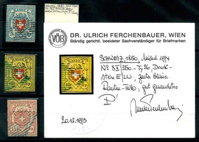 gestempelt - SchweizNr. 8 II Ty 26 Drruckstein E/LU mit Kurzbefund DR. Ferchenbauer, - Briefmarken und Ansichtskarten