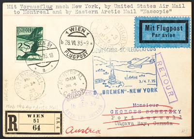 Katapult Österr. 1935 Dampfer "Bremen"- New York vom 3.7.35, - Briefmarken und Ansichtskarten