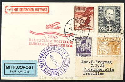 Katapult Südatlantik Österr. 1935 "1 JAHR/DEUTSCHER POSTFLUG/EUROPA-SÜDAMERIKA", - Francobolli