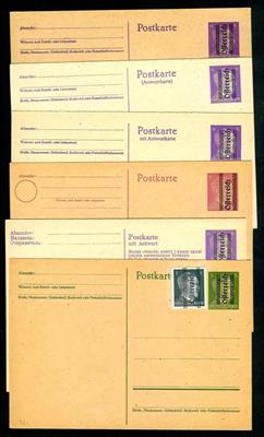 Österr. 1945 - Grazer Aushilfsausgabe 5 verschied. Aufdruck - und 1 Doppelkarte ungebr., - Známky