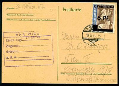 Österr. 1945 - Partie Belege mit Frankaturen I.+ II. Aushilfsausgabe Wien, - Stamps